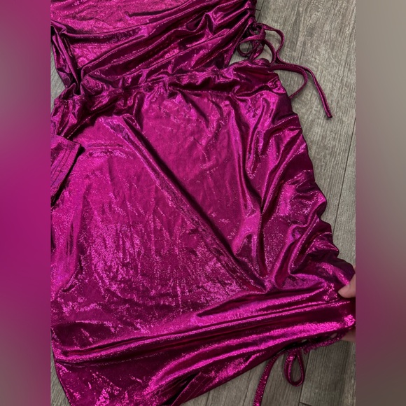 🌸BOUTIQUE pink metallic one shoulder dress ✨ - Picture 5 of 15